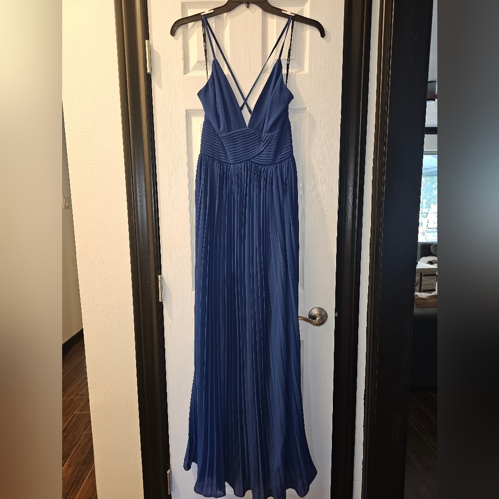 Soieblu Royal Blue Pleated Maxi Dress